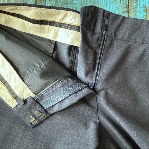 Theory Blue Wool Flare Trouser Pants Size 10 - Picture 13 of 13